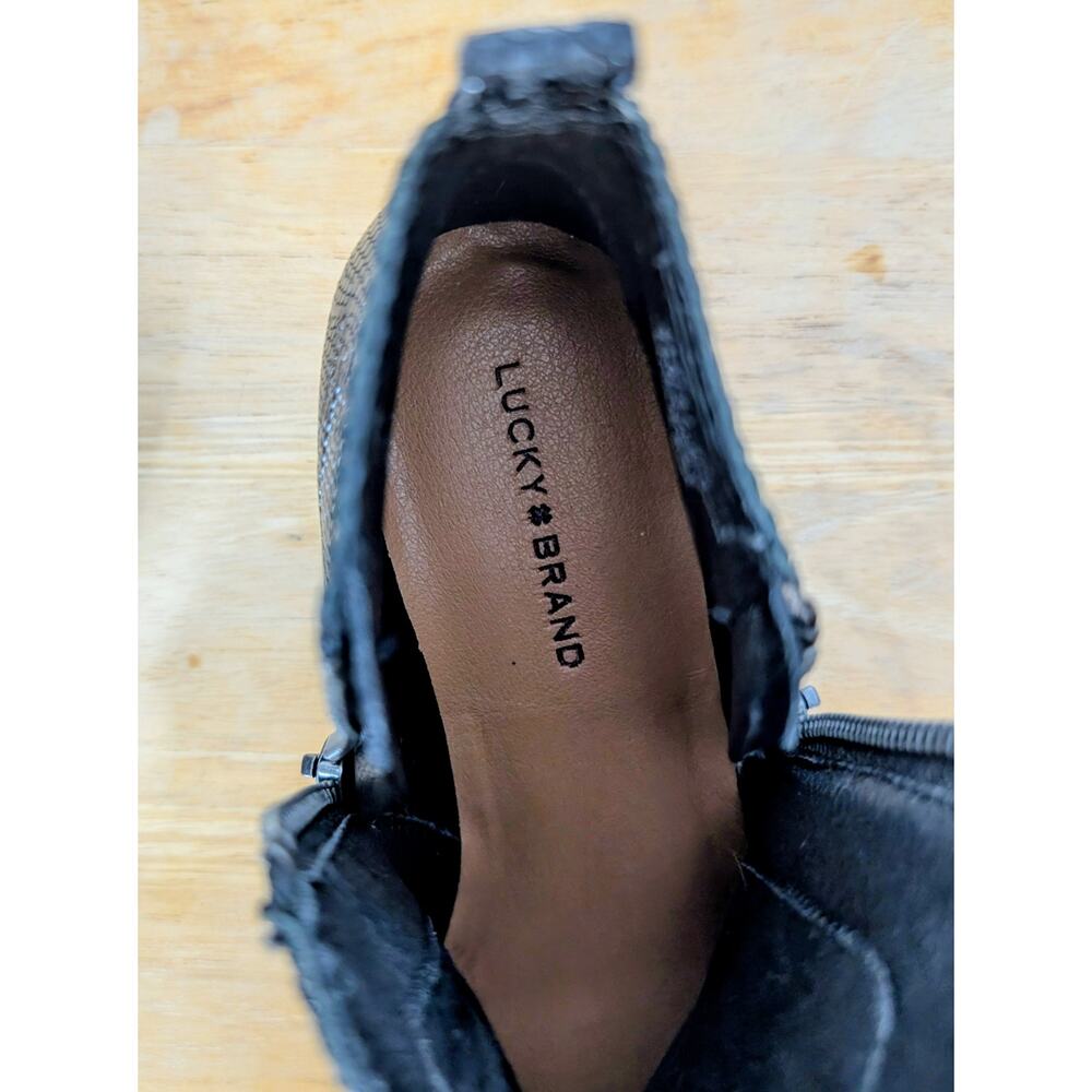 Lucky Brand Basel Black Snake Embossed Leather Double-Zip Booties Women’s 7M - Picture 7 of 8